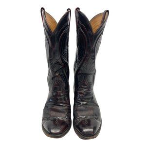 Lucchese Classics Black Cherry Brush Off Goat Cowboy Boots 8.5 EEE